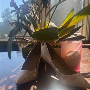 FSJ Pink Floral Women's Heels